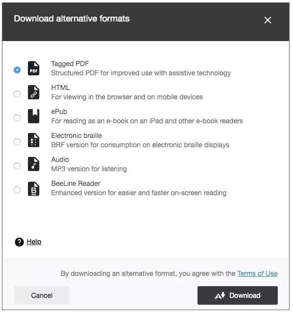 Download alternative formats