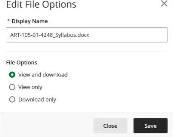 Blackboard Syllabus Content Edit File Options menu