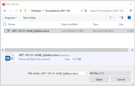Open File menu example